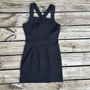 Vtg 90s Be Smart Mini Dress Sz 5/6 Black Square Neck Tank Sleeveless Whimsy Goth